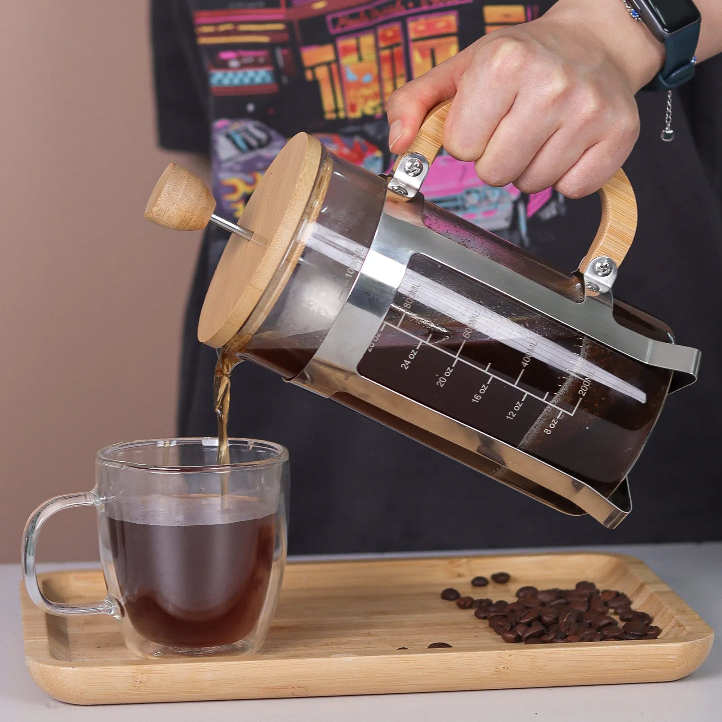 Travel French Press Coffee Maker with Built-in Filter (350ml/600ml)