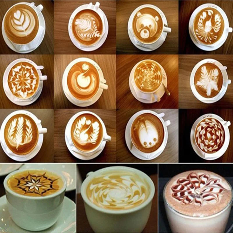 16Pcs/Set Coffee Mold Latte Cappuccino Barista Art Stencils