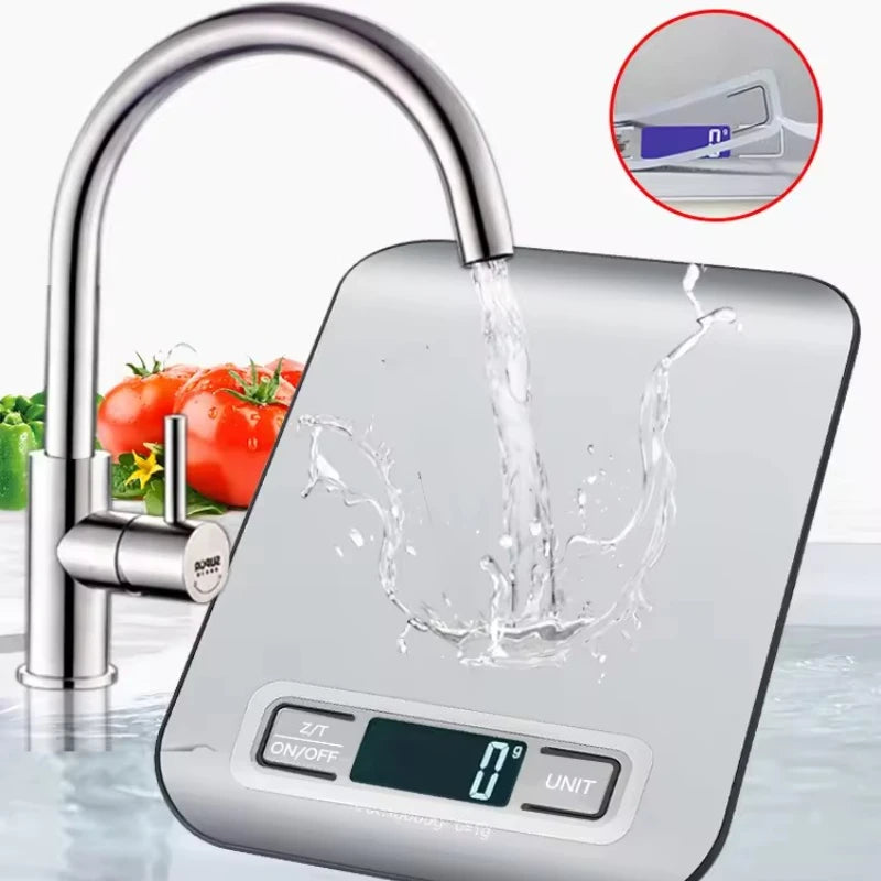 Digital Kitchen Scale LED Display 5kg/1g Stainless Steel Panel Electronic Scale