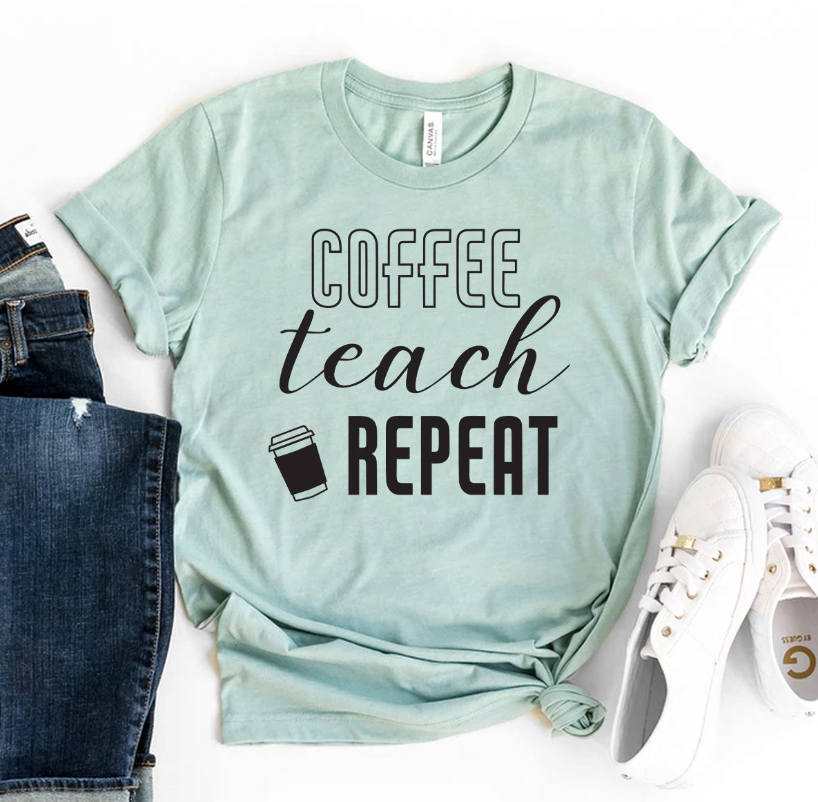 'Coffee Teach Repeat' Graphic T-Shirt